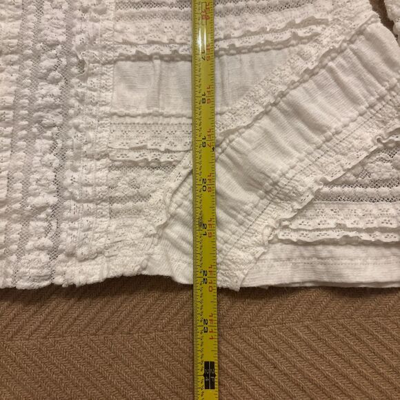 Cinq A Sept Lace Blouse Top Womens Medium Ivory Cold Shoulder Mockneck Boho - Picture 7 of 8